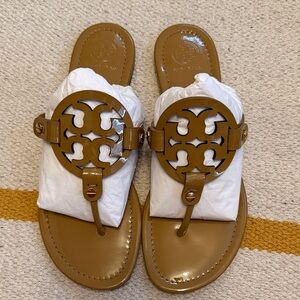 Like New Tory Burch Miller Sandals, Nude Patent Leather, 8.5